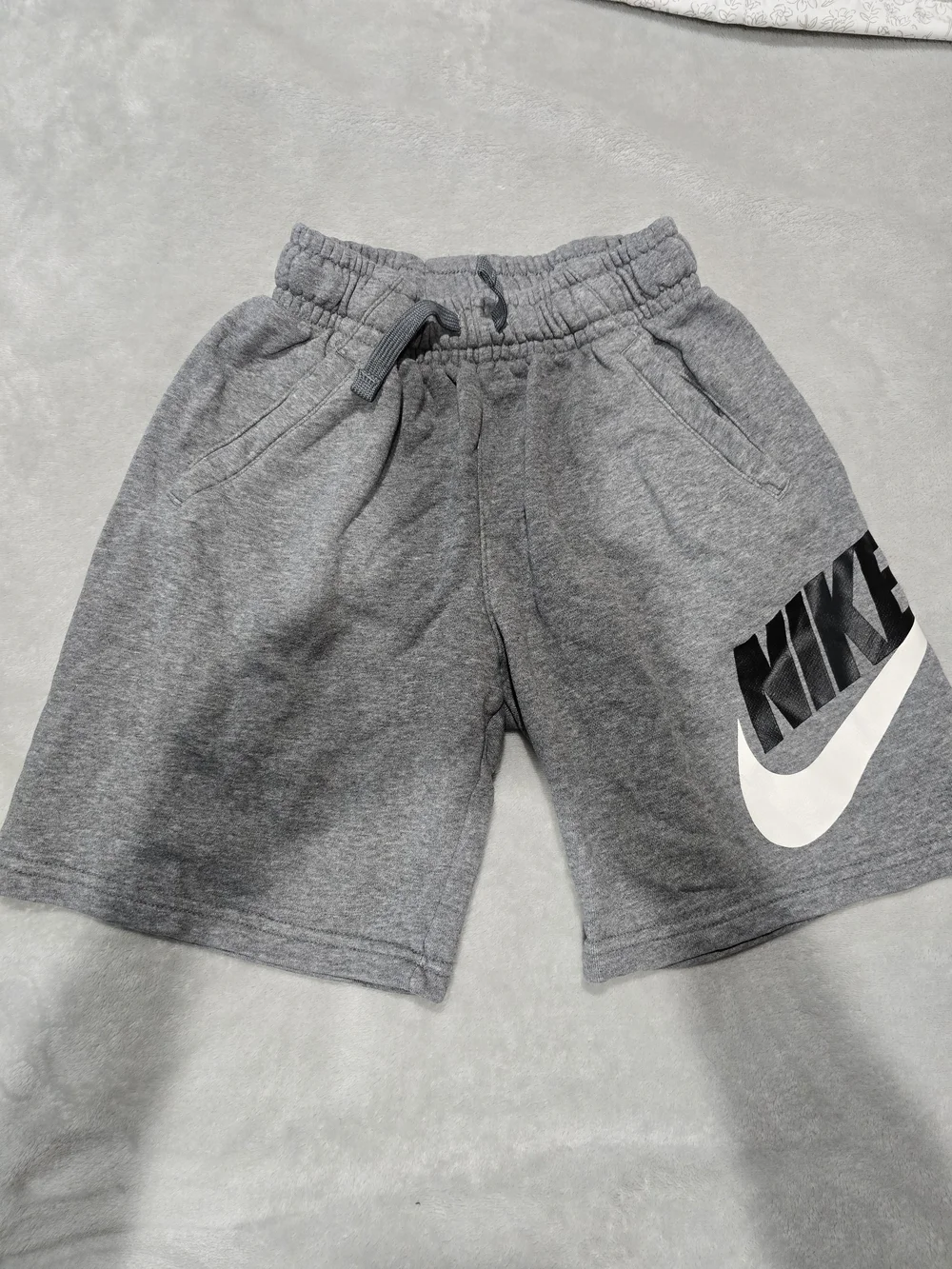 Nike Gray Boys' Logo Shorts with White Swoosh